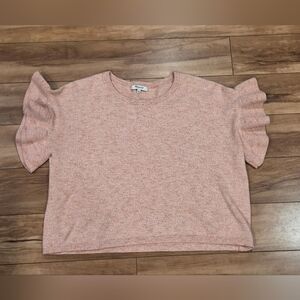 Madewell Ruffled Sleeve Top - Soft Pink - Size Medium